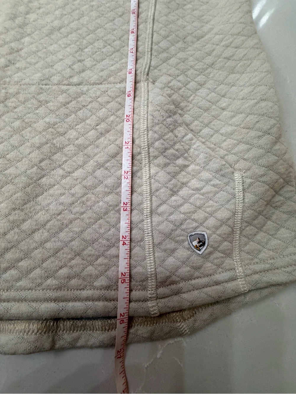 KÜHL Athena Quilted Cowl Neck Pullover Sweater Wool Blend Cream Dove, L